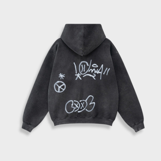 Bluza męska z kapturem | nadruk graffiti, oversize