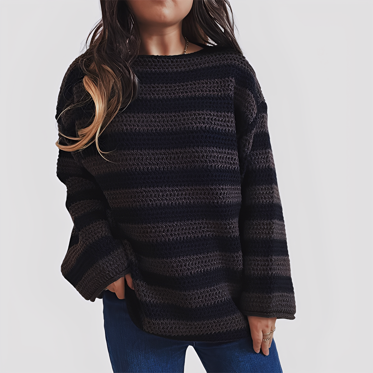 Sweter damski | luźny splot, luźny krój