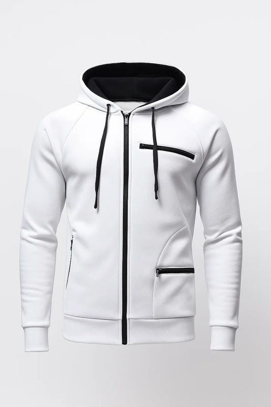 Bluza z kapturem męska | slim fit, kieszenie na zamek