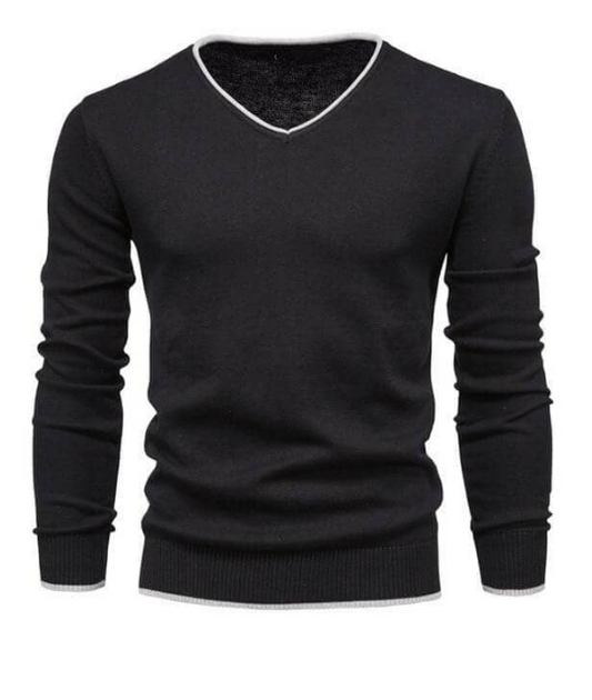 Sweter męski | dekolt w serek, gładka struktura