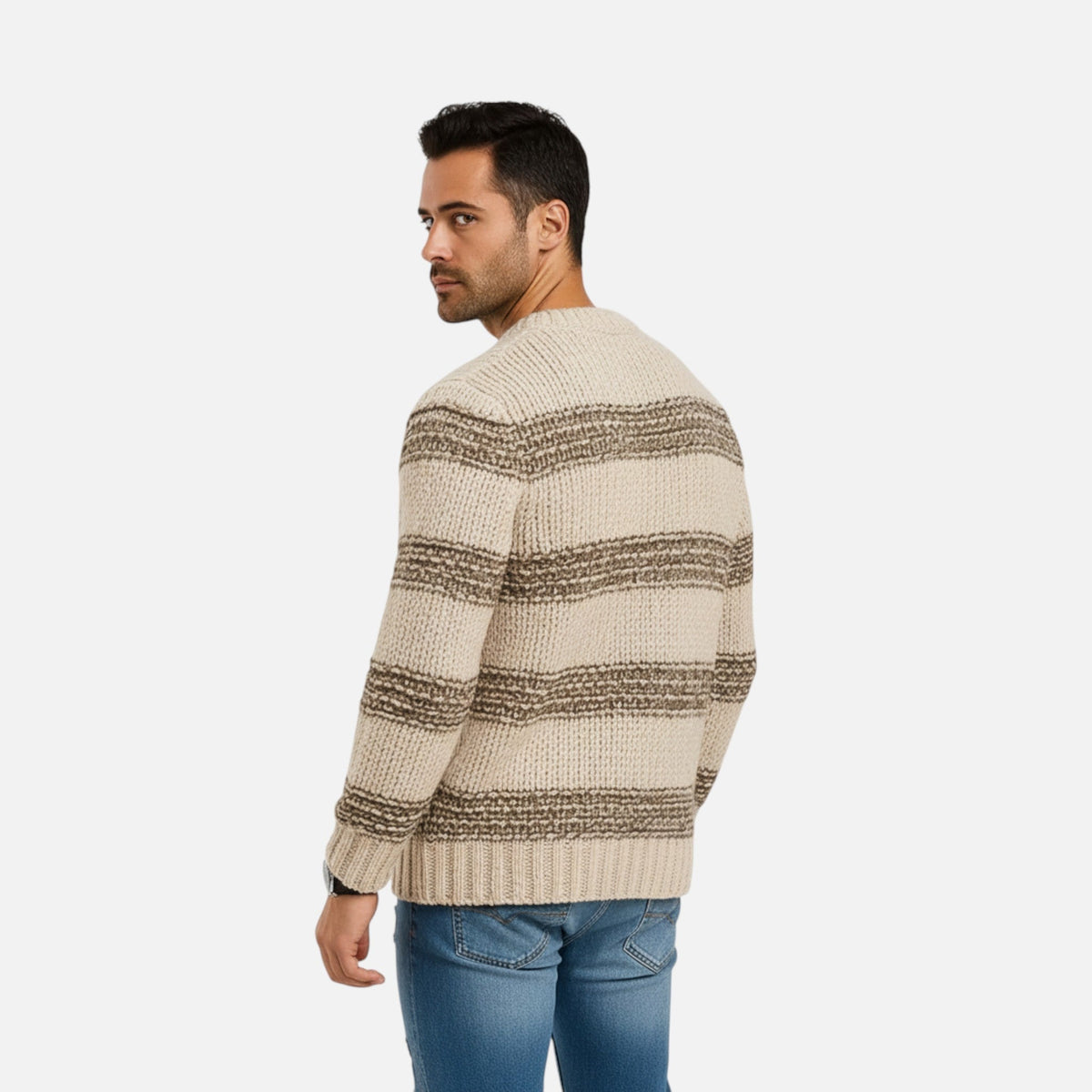 Sweter męski | zimowy, okrągły dekolt