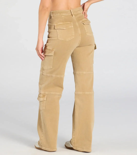 Spodnie cargo damskie | twill, sześć kieszeni