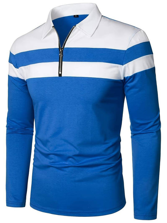 Męskie Polo z Długim Rękawem i Zamkiem | Klasyczny Kołnierzyk Polo | Regular Fit | Casual i Smart Casual