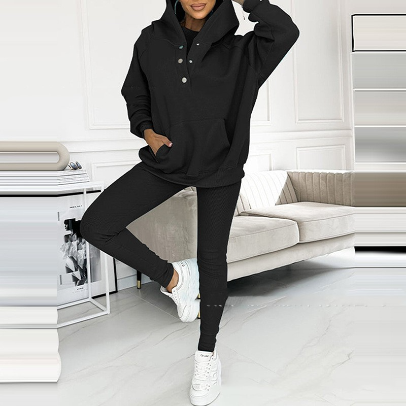 Kobieta | Zestaw Loungewear | Bluza z Kapturem i Legginsy | Miękki i Wygodny Materiał | Casualowy Styl Domowy