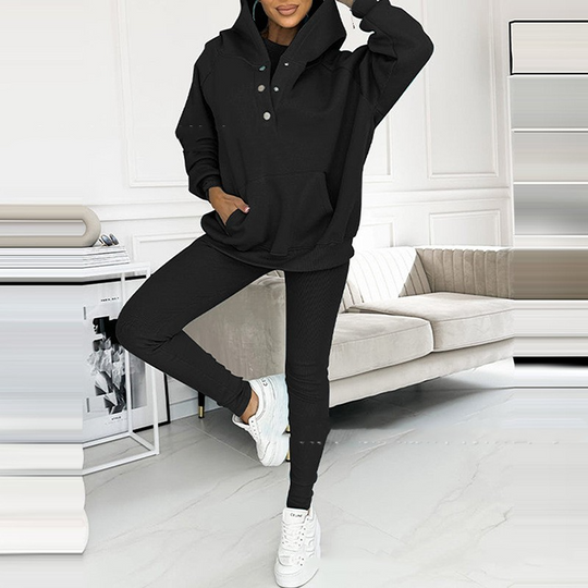 Kobieta | Zestaw Loungewear | Bluza z Kapturem i Legginsy | Miękki i Wygodny Materiał | Casualowy Styl Domowy