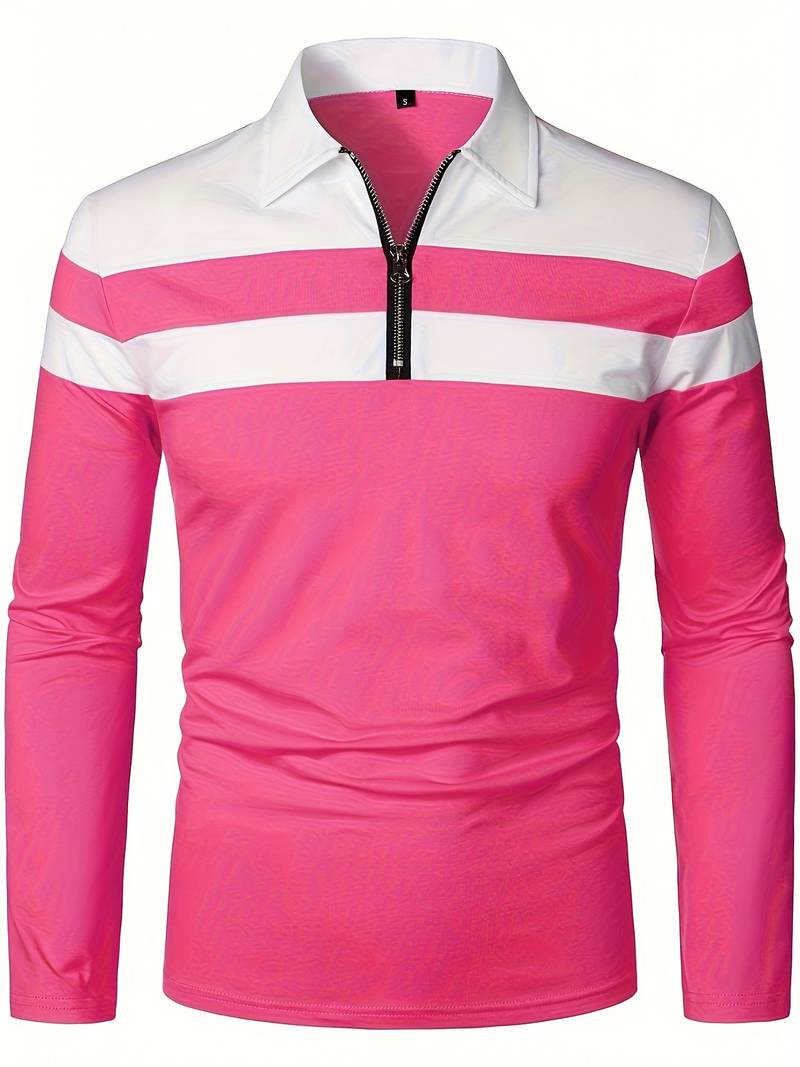 Męskie Polo z Długim Rękawem i Zamkiem | Klasyczny Kołnierzyk Polo | Regular Fit | Casual i Smart Casual