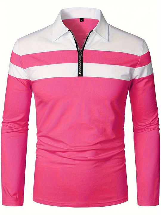 Męskie Polo z Długim Rękawem i Zamkiem | Klasyczny Kołnierzyk Polo | Regular Fit | Casual i Smart Casual