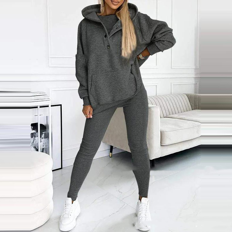 Kobieta | Zestaw Loungewear | Bluza z Kapturem i Legginsy | Miękki i Wygodny Materiał | Casualowy Styl Domowy