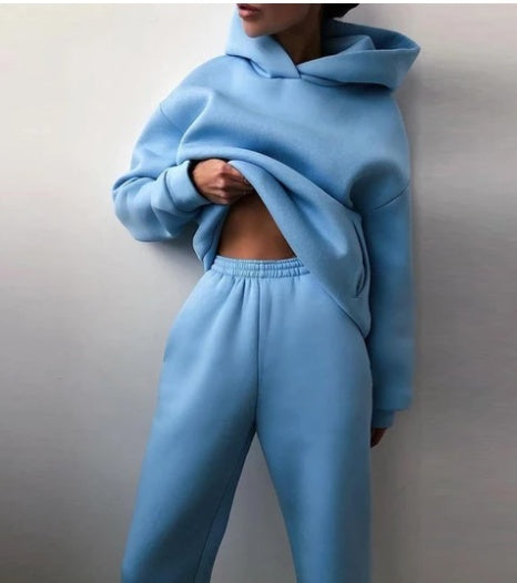 Kobieta | 2-częściowy zestaw dresowy | Bluza oversize z kapturem | Spodnie dresowe szerokie | Styl casual i wygodny