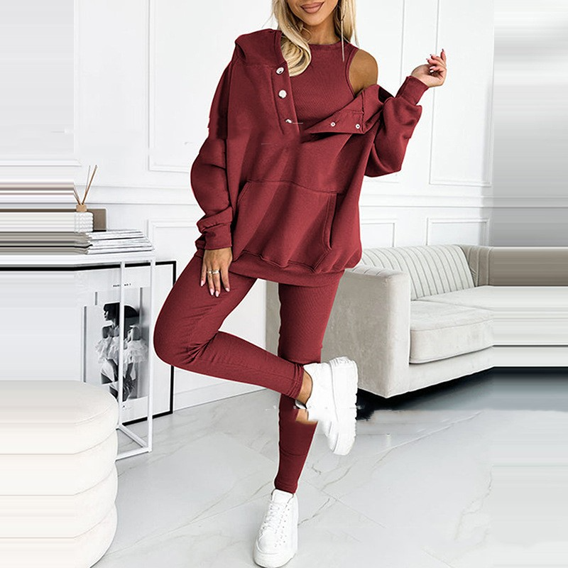 Kobieta | Zestaw Loungewear | Bluza z Kapturem i Legginsy | Miękki i Wygodny Materiał | Casualowy Styl Domowy