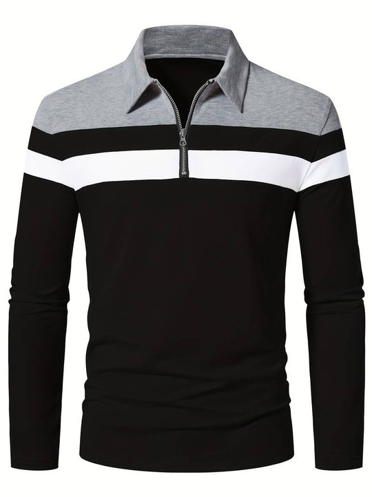 Męskie Polo z Długim Rękawem i Zamkiem | Klasyczny Kołnierzyk Polo | Regular Fit | Casual i Smart Casual