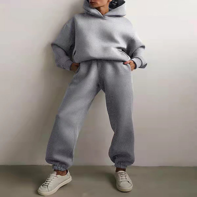 Kobieta | 2-częściowy zestaw dresowy | Bluza oversize z kapturem | Spodnie dresowe szerokie | Styl casual i wygodny