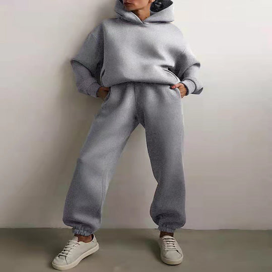 Kobieta | 2-częściowy zestaw dresowy | Bluza oversize z kapturem | Spodnie dresowe szerokie | Styl casual i wygodny