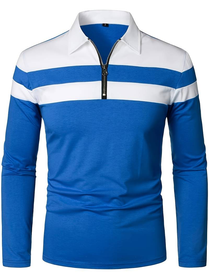 Męskie Polo z Długim Rękawem i Zamkiem | Klasyczny Kołnierzyk Polo | Regular Fit | Casual i Smart Casual