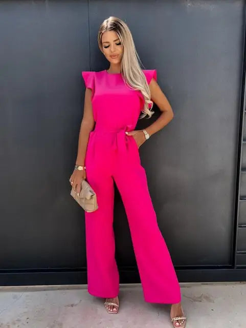 Kobieta | Jumpsuit Damski | Evi | Ruches | Szerokie Nogawki | Lato & Wiosna
