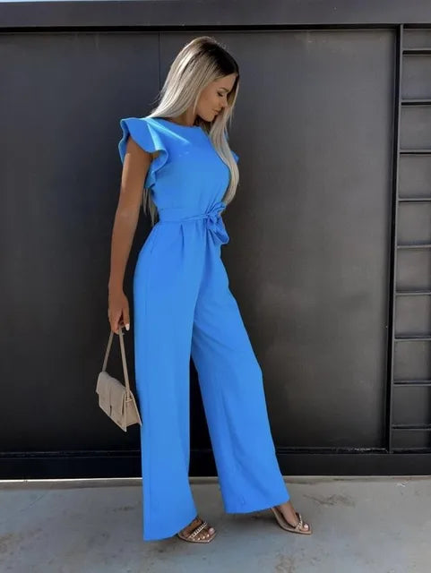 Kobieta | Jumpsuit Damski | Evi | Ruches | Szerokie Nogawki | Lato & Wiosna