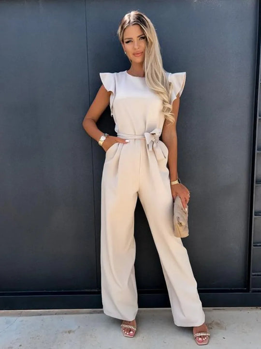 Kobieta | Jumpsuit Damski | Evi | Ruches | Szerokie Nogawki | Lato & Wiosna