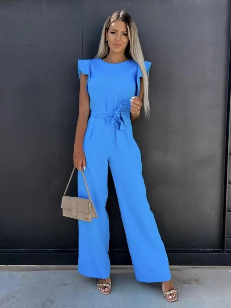 Kobieta | Jumpsuit Damski | Evi | Ruches | Szerokie Nogawki | Lato & Wiosna