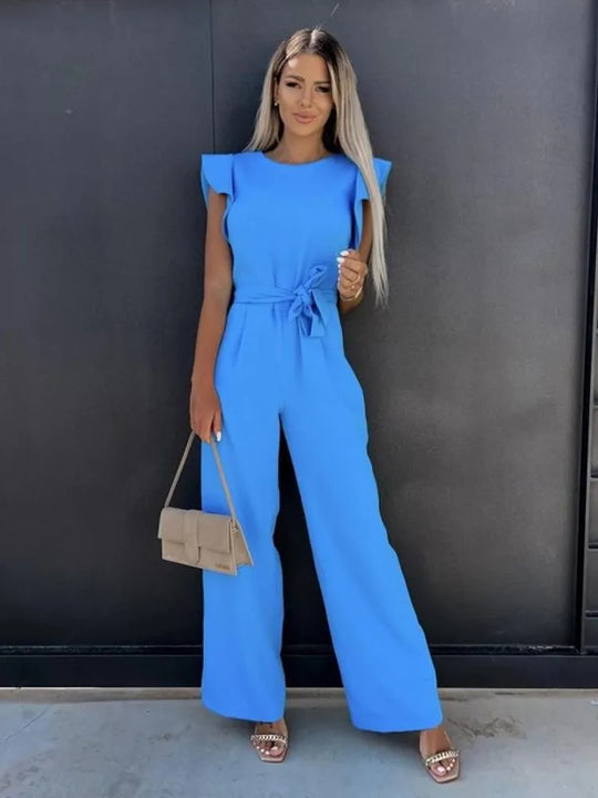 Kobieta | Jumpsuit Damski | Evi | Ruches | Szerokie Nogawki | Lato & Wiosna