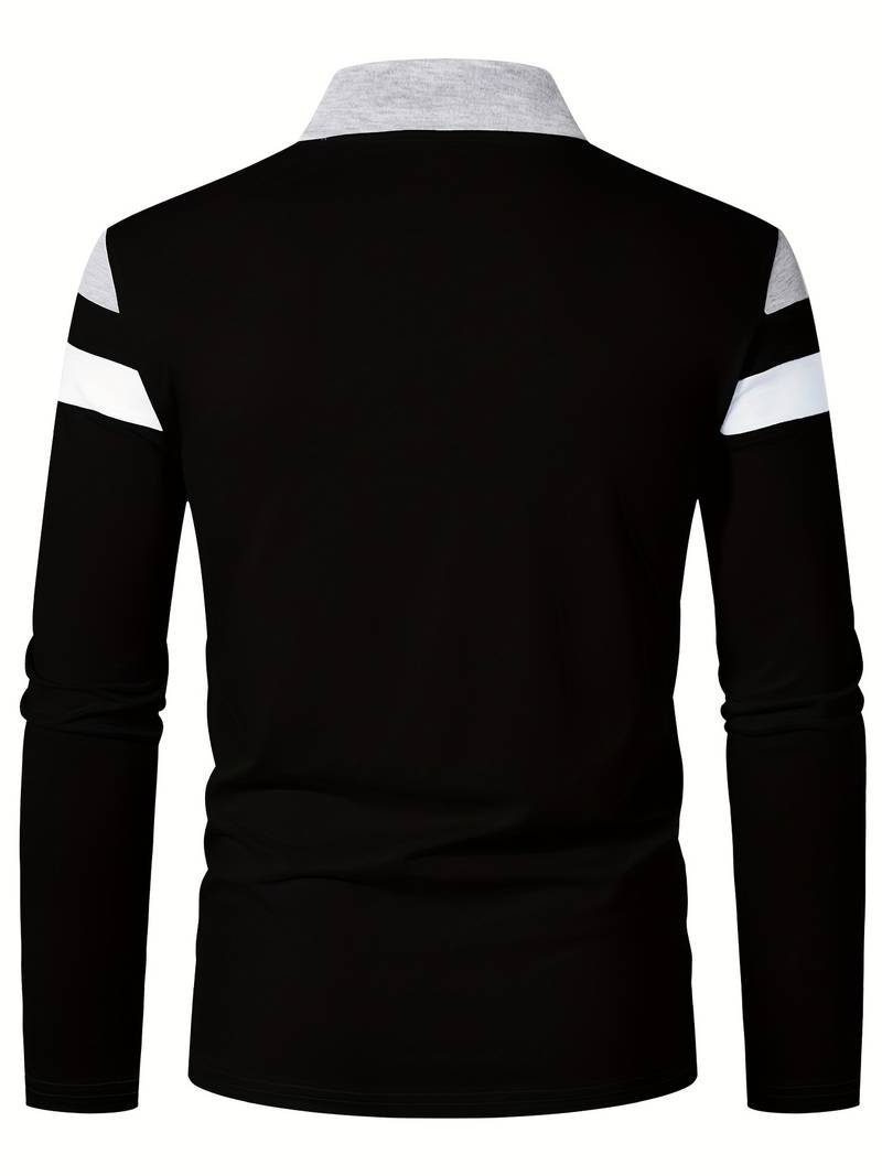 Męskie Polo z Długim Rękawem i Zamkiem | Klasyczny Kołnierzyk Polo | Regular Fit | Casual i Smart Casual