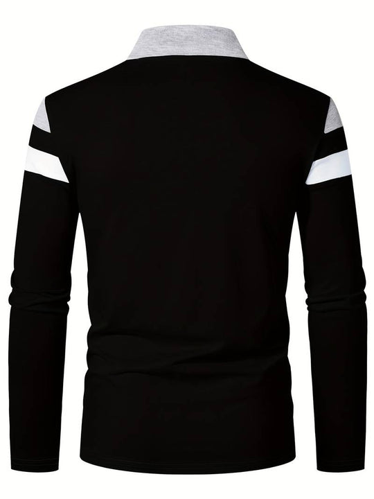 Męskie Polo z Długim Rękawem i Zamkiem | Klasyczny Kołnierzyk Polo | Regular Fit | Casual i Smart Casual