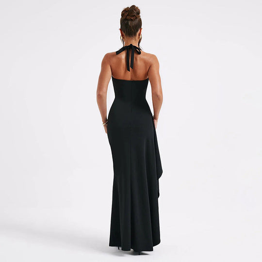 Elena – Luksusowa Bordowa Maxi Sukienka