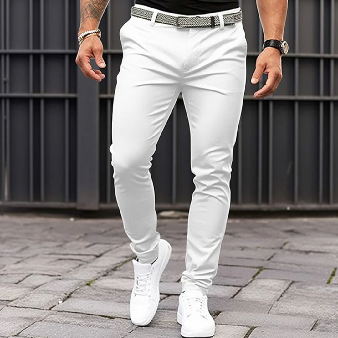 Męskie Spodnie Casual Slim Fit | Dopasowany Krój | Nowoczesny Styl Na Co Dzień | Na Luźne Wyjścia i Wieczorne Spotkania