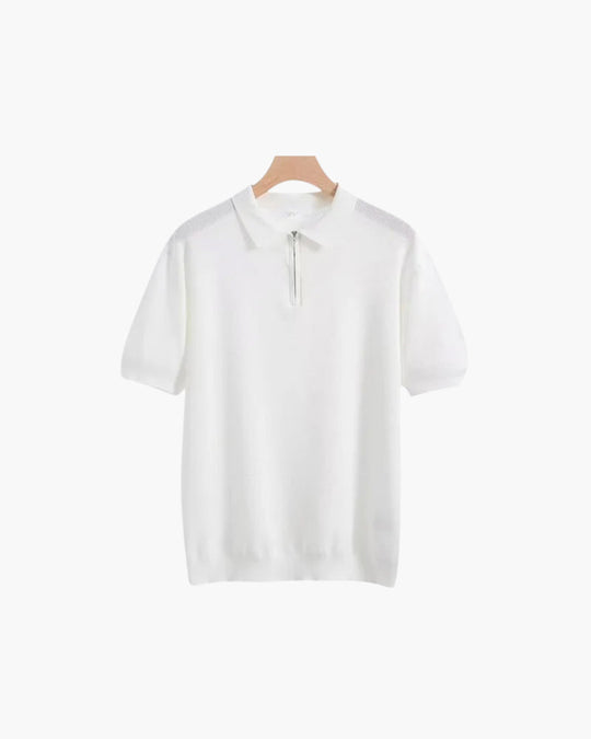 Męskie Letnie Polo z Zamkiem Błyskawicznym | Krótkie Rękawy | Prosty Krój | Smart Casual do Biura i Na Co Dzień