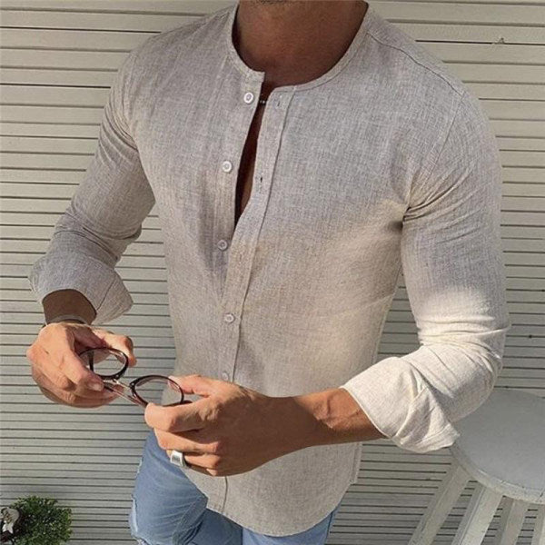 Męska Koszula z Długim Rękawem | Klasyczny Kołnierzyk i Zapięcie na Guziki | Regular Fit | Na Co Dzień i Formalne Okazje