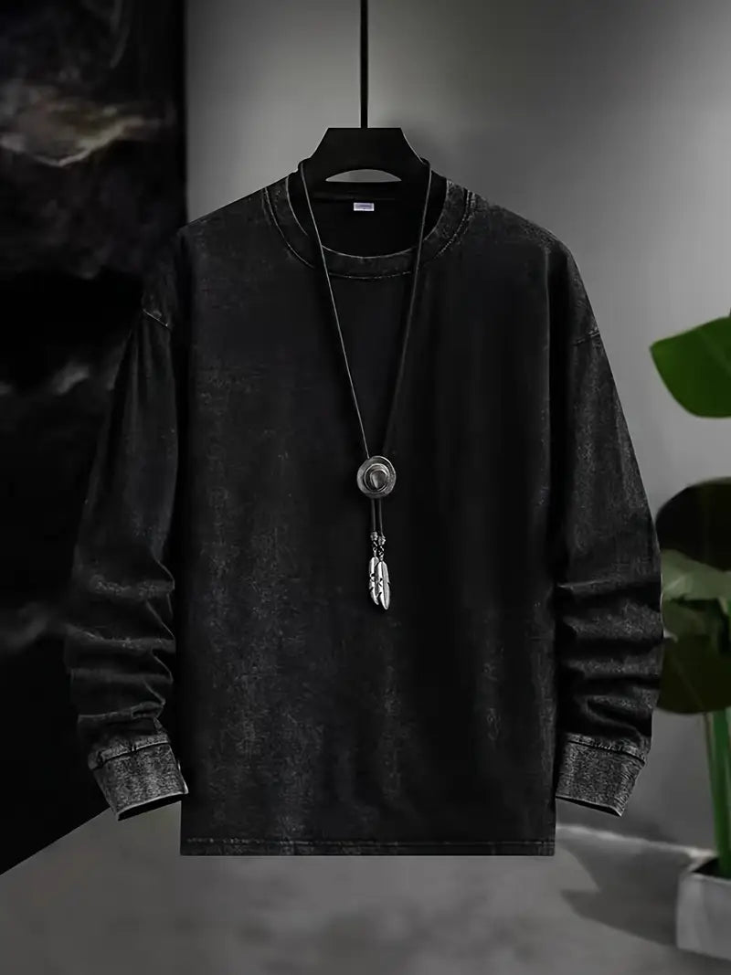 Męska Koszula z Długim Rękawem Vintage Washed | Efekt Prania | Klasyczny Kołnierzyk | Regular Fit | Jesień Wiosna Casual