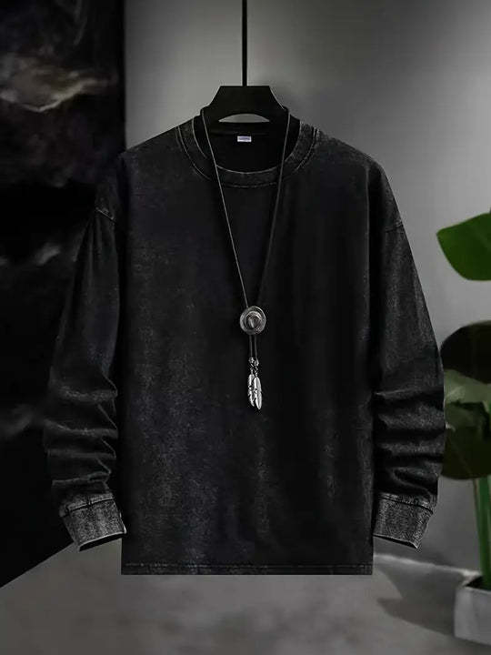 Męska Koszula z Długim Rękawem Vintage Washed | Efekt Prania | Klasyczny Kołnierzyk | Regular Fit | Jesień Wiosna Casual