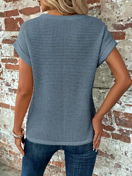 T-Shirt z Krótkim Rękawem z Teksturowanym Wzorem dla Kobiet | Idealny na Gorące Dni
