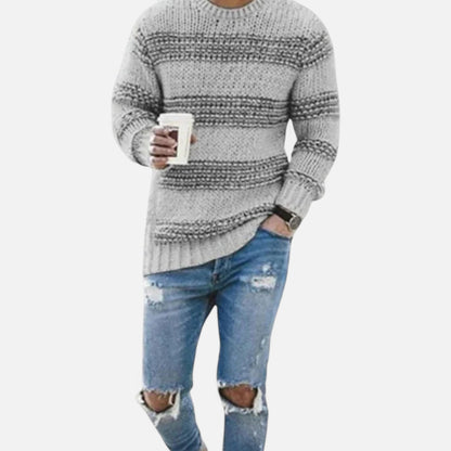 Sweter męski | zimowy, okrągły dekolt