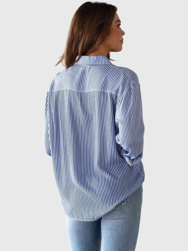 Męska Koszula w Paski z Usztywnianym Kołnierzykiem | Elegancki i Uniwersalny Fason | Do Pracy i Na Co Dzień | Klasyczny Design