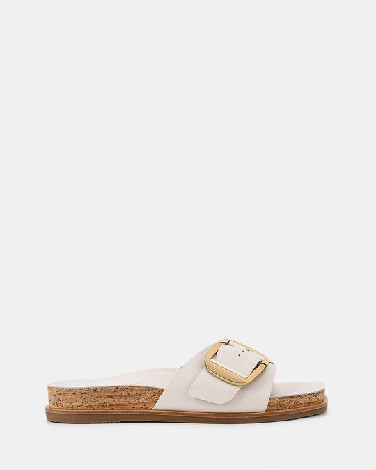 Damskie | Klapki Casual | Korkowa Podeszwa | Złota Klamra | Komfortowa Wkładka
