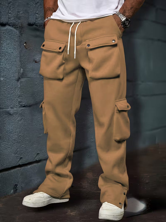Męskie Spodnie Jogger Cargo z Wieloma Kieszeniami | Elastyczny Pas ze Sznurkiem | Zwężany Krój ze Ściągaczami | Casual Streetwear