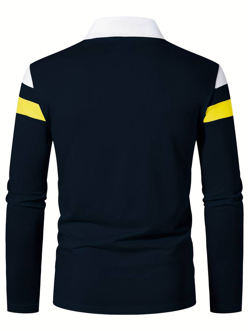 Męskie Polo z Długim Rękawem i Zamkiem | Klasyczny Kołnierzyk Polo | Regular Fit | Casual i Smart Casual