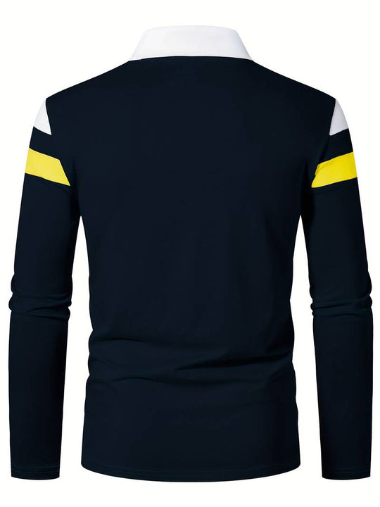 Męskie Polo z Długim Rękawem i Zamkiem | Klasyczny Kołnierzyk Polo | Regular Fit | Casual i Smart Casual