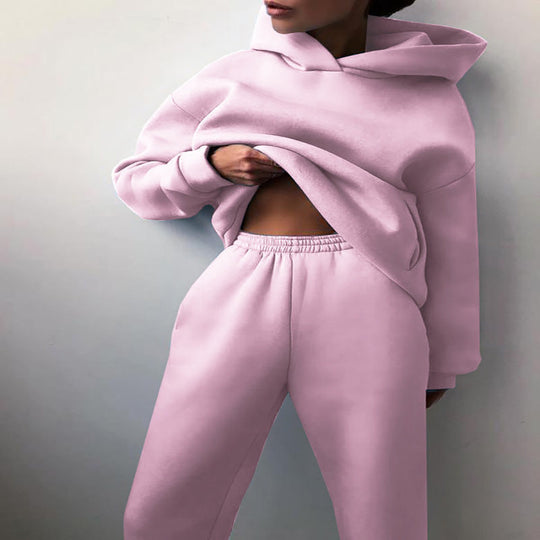 Kobieta | 2-częściowy zestaw dresowy | Bluza oversize z kapturem | Spodnie dresowe szerokie | Styl casual i wygodny