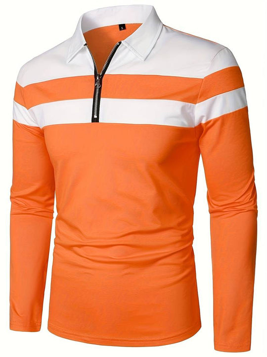 Męskie Polo z Długim Rękawem i Zamkiem | Klasyczny Kołnierzyk Polo | Regular Fit | Casual i Smart Casual