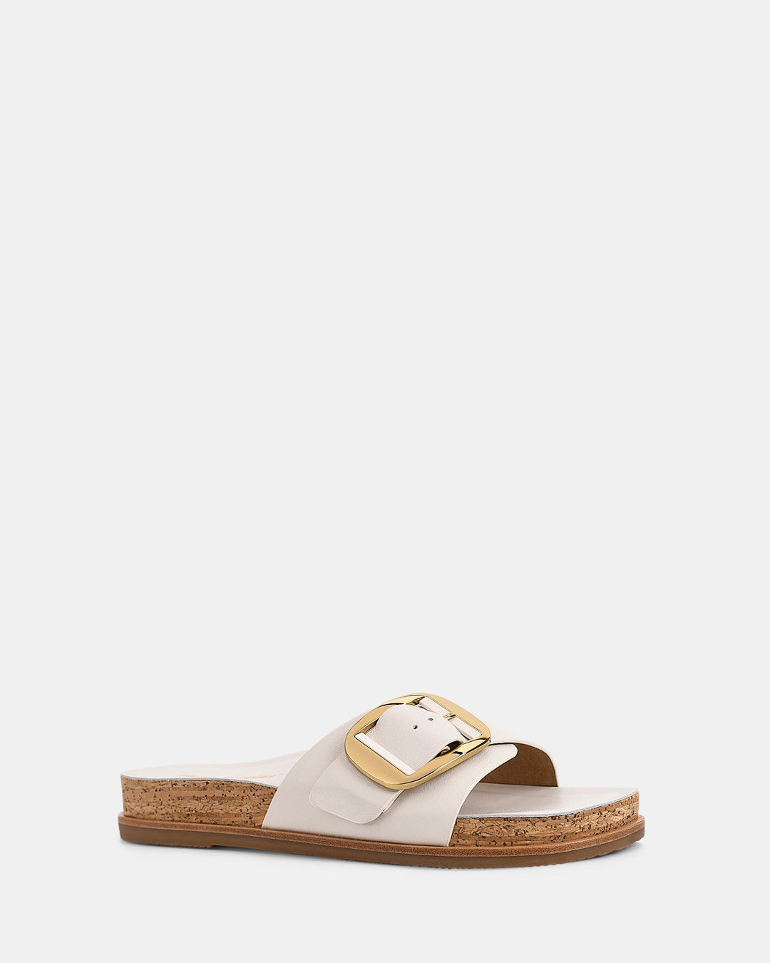 Damskie | Klapki Casual | Korkowa Podeszwa | Złota Klamra | Komfortowa Wkładka