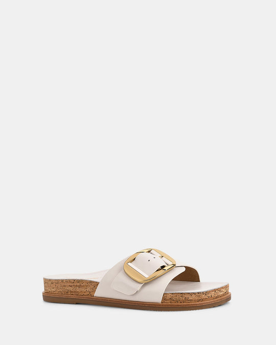 Damskie | Klapki Casual | Korkowa Podeszwa | Złota Klamra | Komfortowa Wkładka