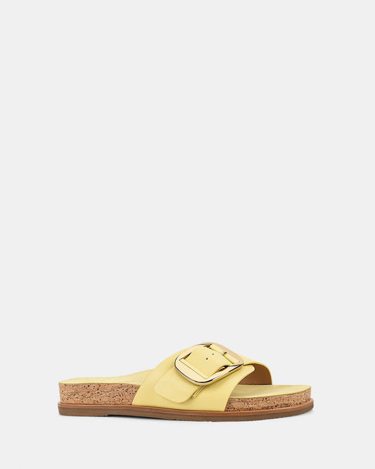 Klapki damskie | złota klamra, korkowa podeszwa