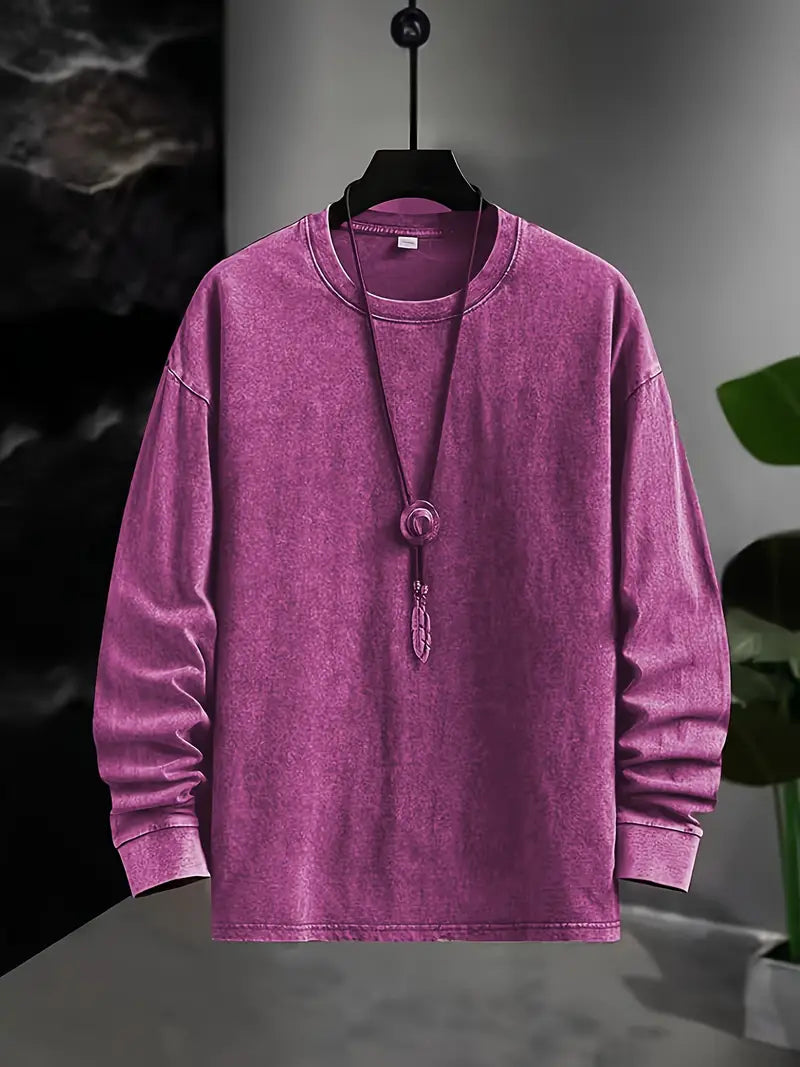 Męska Koszula z Długim Rękawem Vintage Washed | Efekt Prania | Klasyczny Kołnierzyk | Regular Fit | Jesień Wiosna Casual