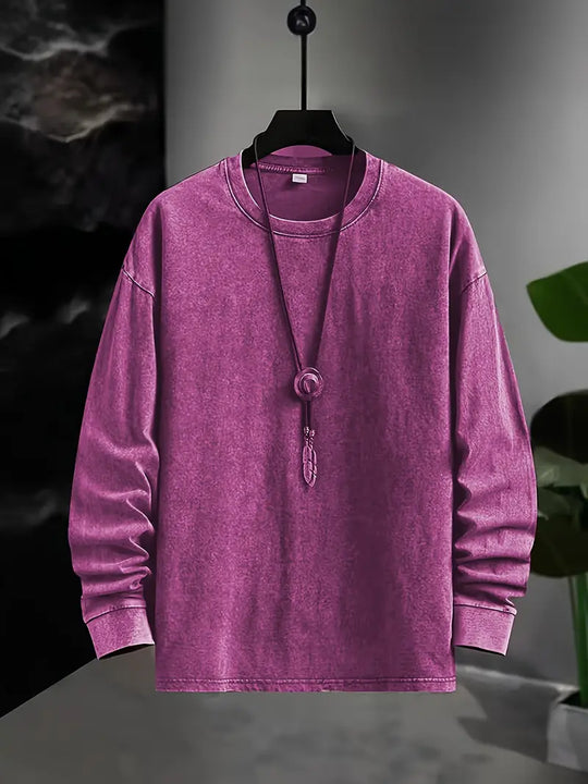 Męska Koszula z Długim Rękawem Vintage Washed | Efekt Prania | Klasyczny Kołnierzyk | Regular Fit | Jesień Wiosna Casual