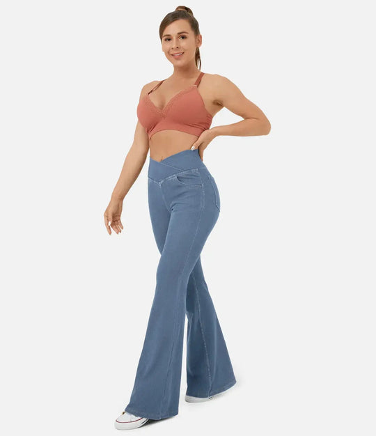 Anna - Retro Chic Spodnie Damskie z Wysokim Stanem