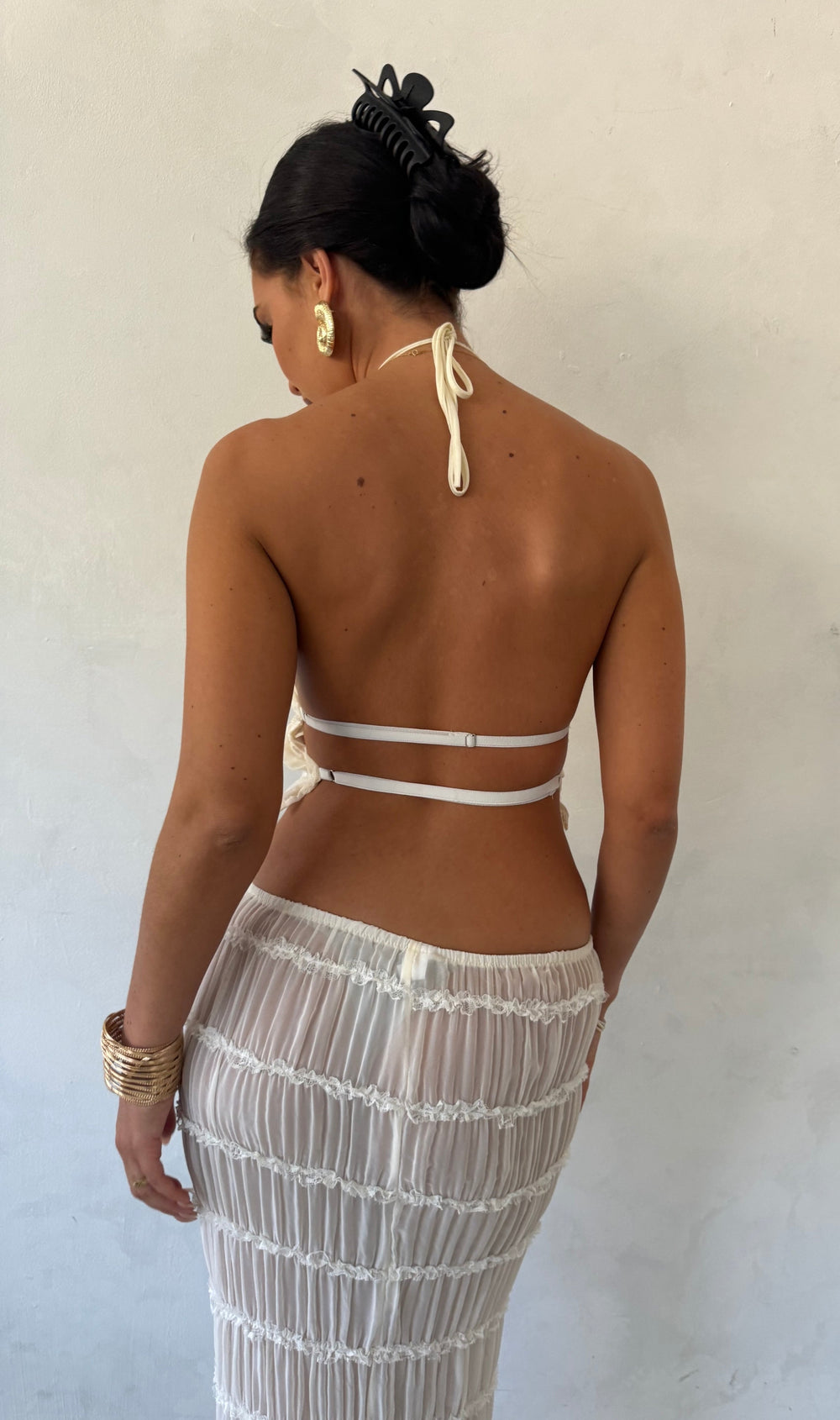 Adelynn | Sukienka Maxi Damska | Zestaw Dwuczęściowy | Top na Halter | Warstwowa Spódnica | Luźny Krój