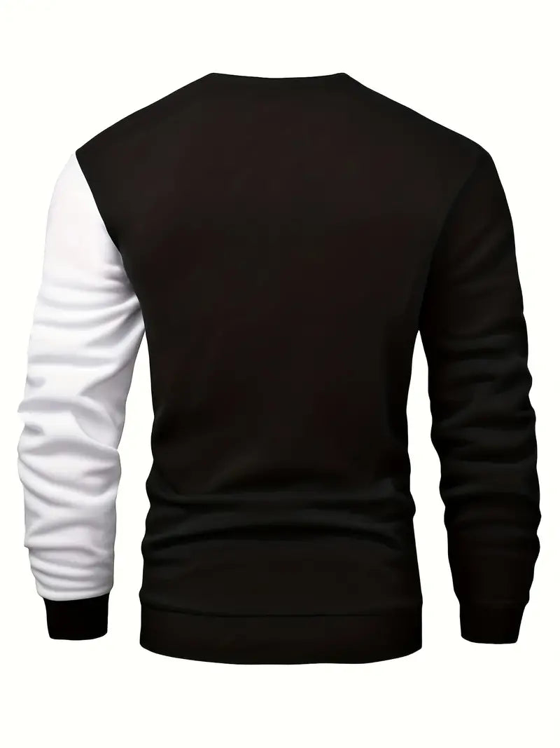 Sweter Colorblock z Okrągłym Dekoltem dla Mężczyzn | Idealny na Co Dzień
