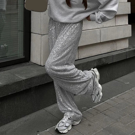 Noor | Eleganckie Spodnie z Brokatem