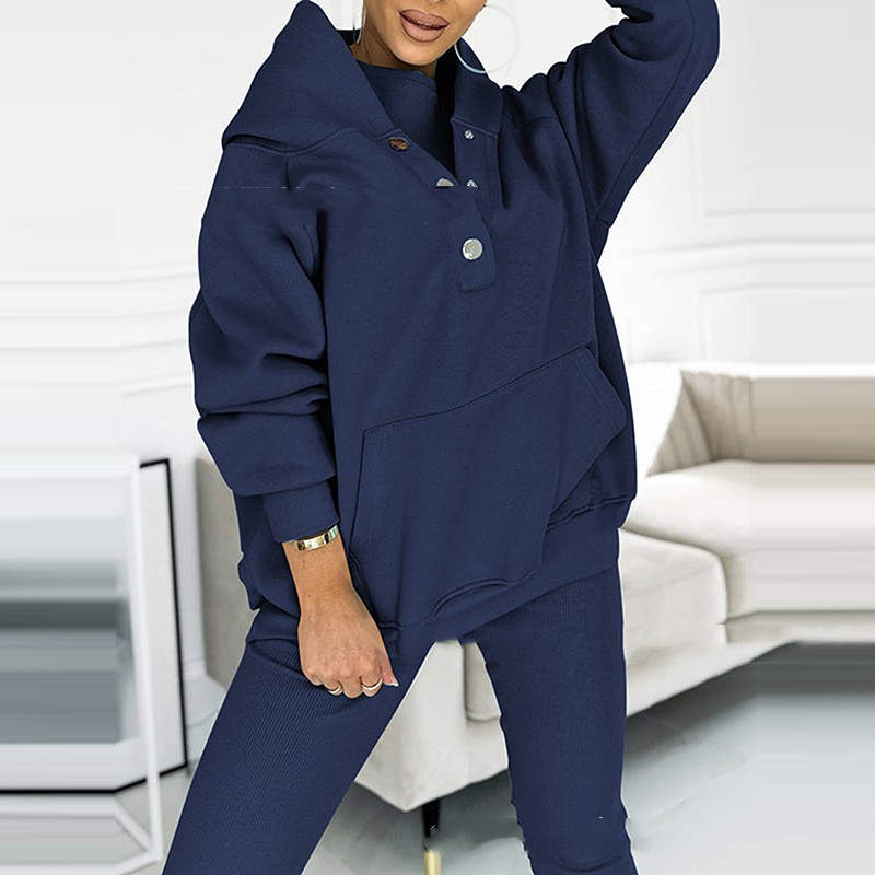 Kobieta | Zestaw Loungewear | Bluza z Kapturem i Legginsy | Miękki i Wygodny Materiał | Casualowy Styl Domowy